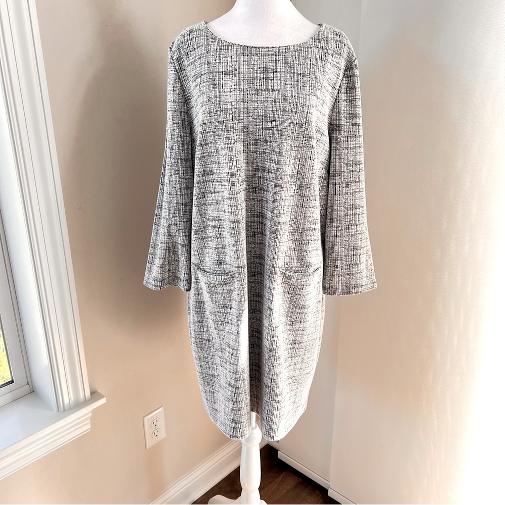 Nicole Miller sketch shift abstract print black white size XL